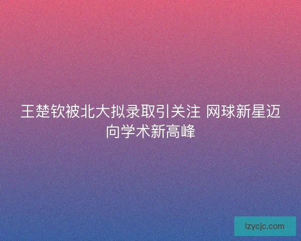 王楚钦被北大拟录取引关注 网球新星迈向学术新高峰